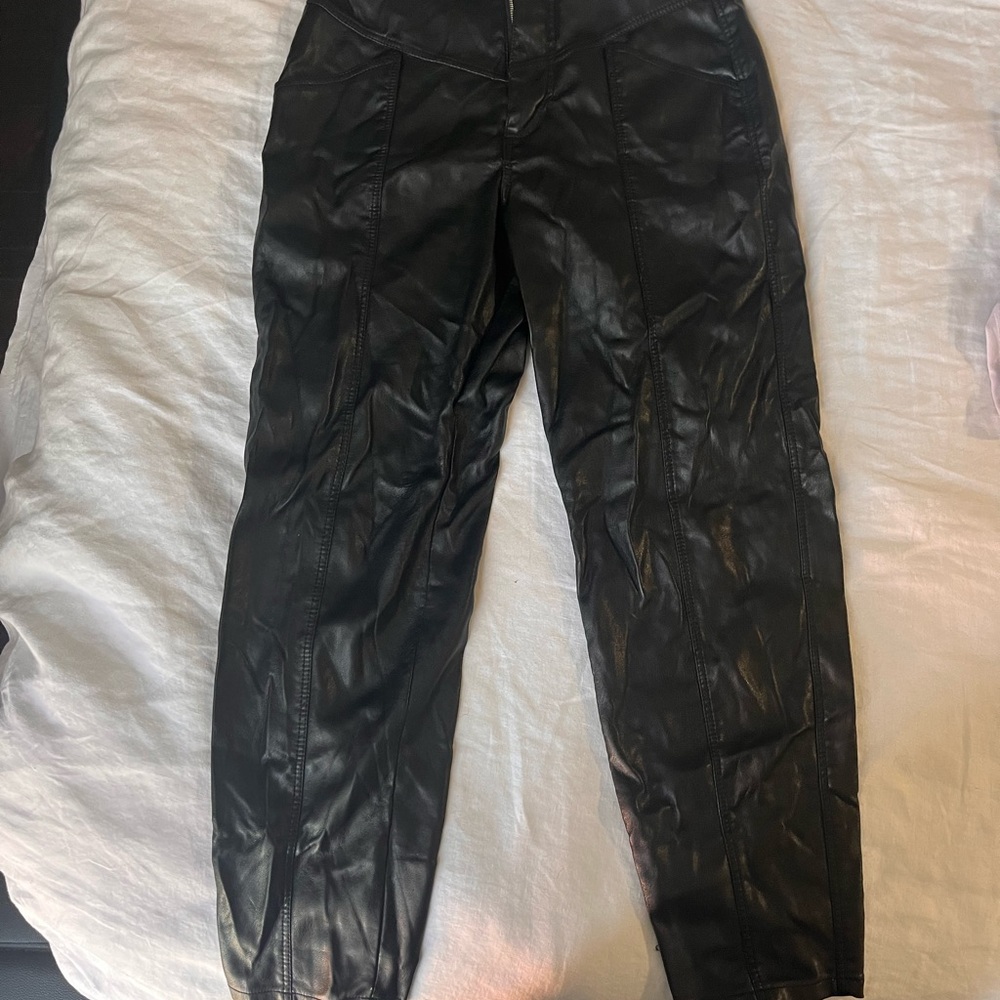 Zara Black Faux Leather Pants